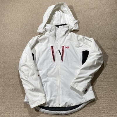 Helly Hansen Skijacke Damen Large weiß H2 Flow wasserdicht Kapuze Skifahren