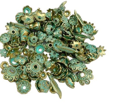 Antique Bronze Patina Flower Bead Caps 4mm~15mm Beads 40g (Appx 130PC)