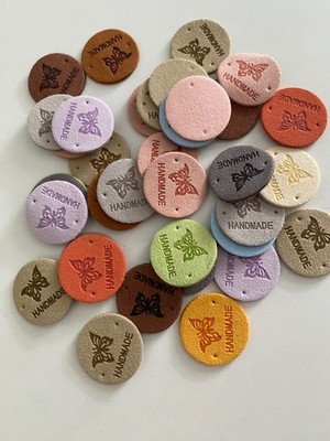 24 x Handmade Label zum Annähen, Waschbar Mikrofaser Handgenähte Etiketten neu