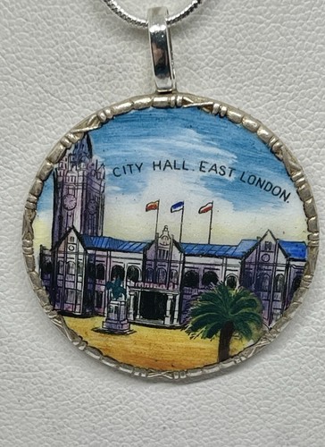 Vintage Upcycled East London South Africa Enamel Travel Souvenir Plaque Pendant