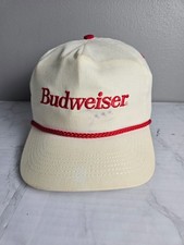 Vintage Budweiser White & Red Rope USA Snapback Hat
