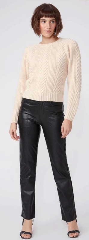 Paige Denim Stella Straight Leg ankle Faux Leather pant Size 26 Black 