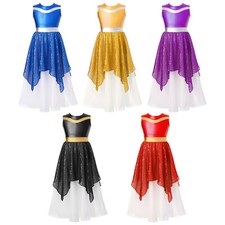 Kids Girls Dancewear Elegant Dress Dot Maxi Sleeveless Sundress Junior Children