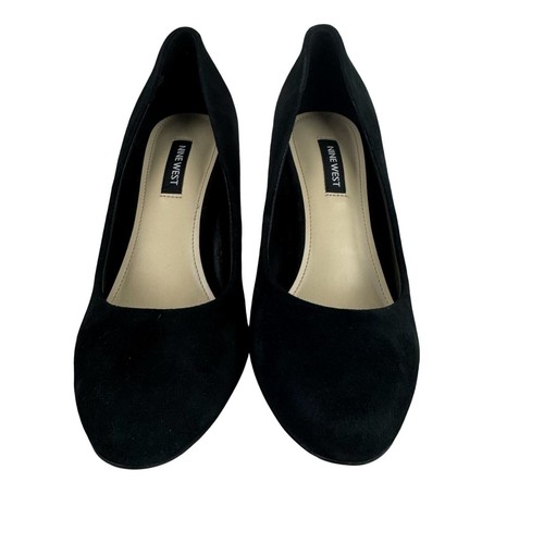 NINE WEST YUNIP 3 LEATHER ALMOND TOE BLOCK HEELS IN BLACK NWOB WOMEN'S SIZE 7M - Picture 3 of 15