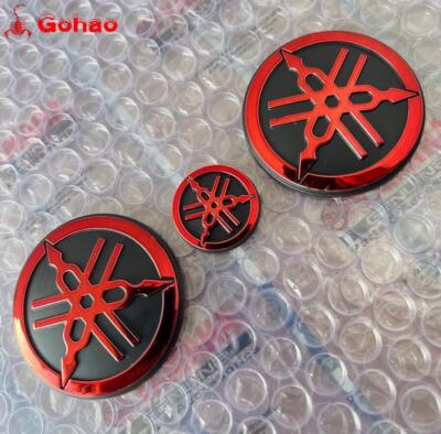 3D Red 25 50mm 3x Motorcycle Tuning Fork Badge Sticker Gas Tank Emblems Decals