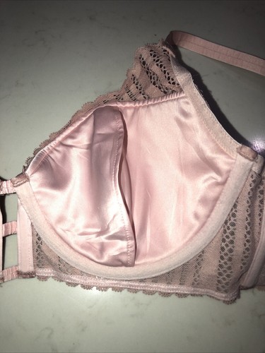 Pink Lace Bra Nude Lined Plunged Victoria's Secret 399272 Misses size 32DD - Picture 4 of 8