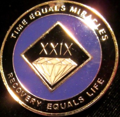 Narcotics Anonymous Purple 29 Year Black Gold Medallion Clean NA Coin Token Chip