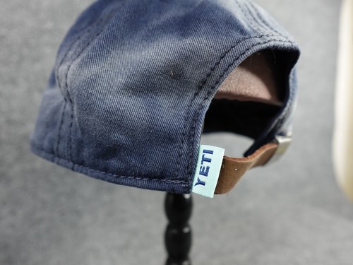 Yeti Built For The Wild Hat Leather Strapback Cap Coolers One Size Blue Cotton - Picture 5 of 8