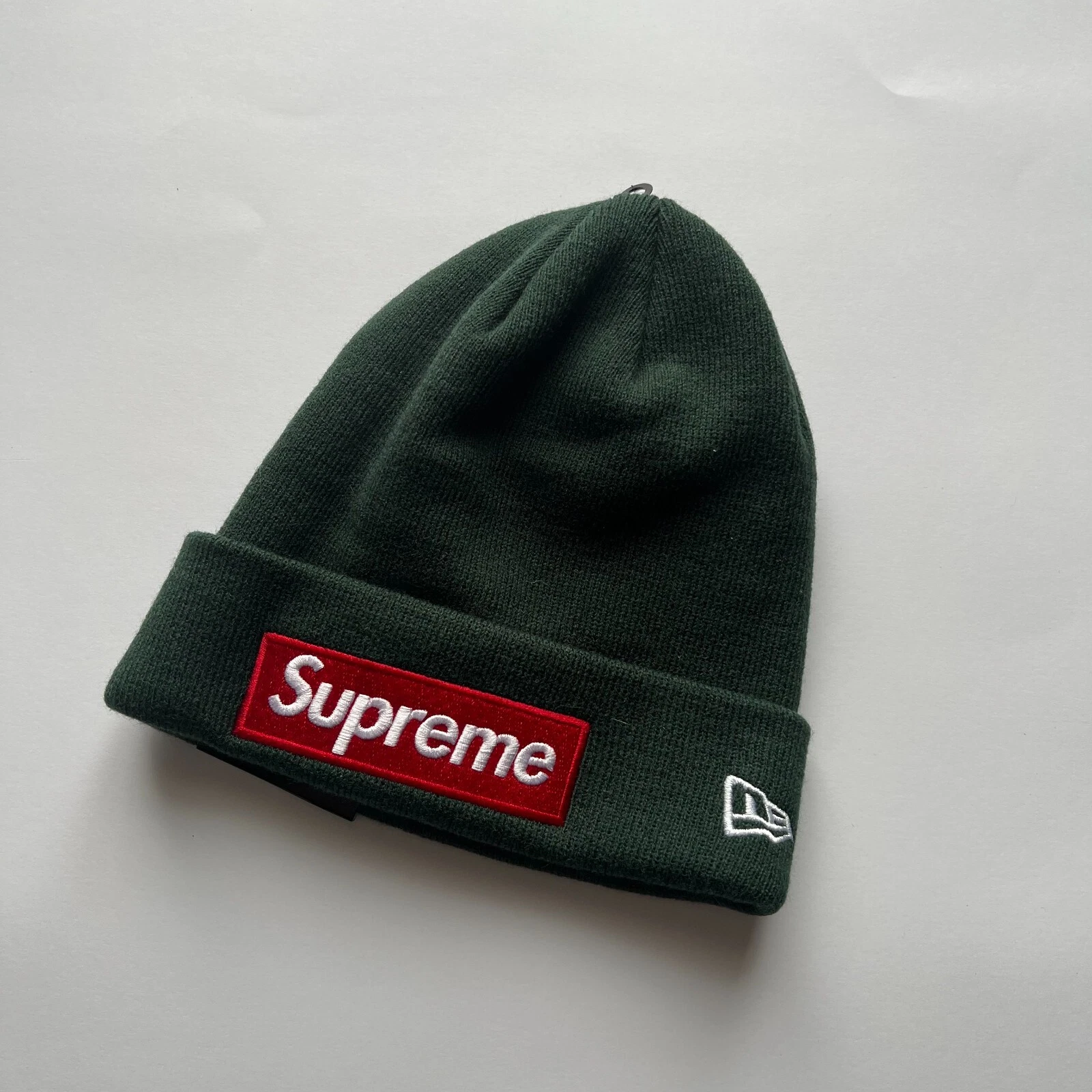Supreme New Era Box Logo Beanie Green Dark Pine Red Box Logo