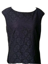 CHAPS Midnight Blue Lace Overlay Floral A-Line Dress Women's size 8 NWT