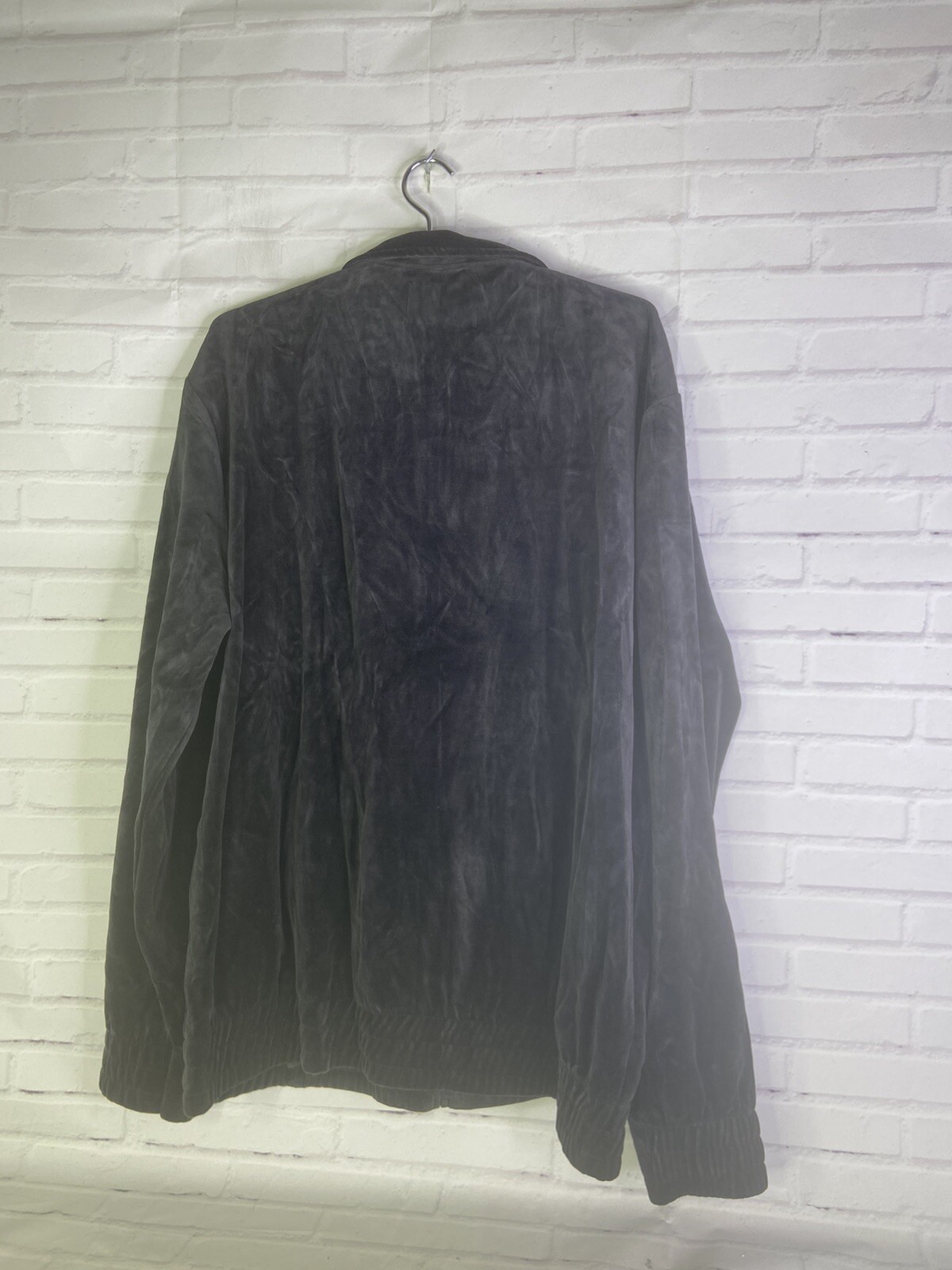 Giacca da pista Fila Velluto Zip Logo Grigio Solido LM163TN7 Fit Rilassata Uomo Taglia XL