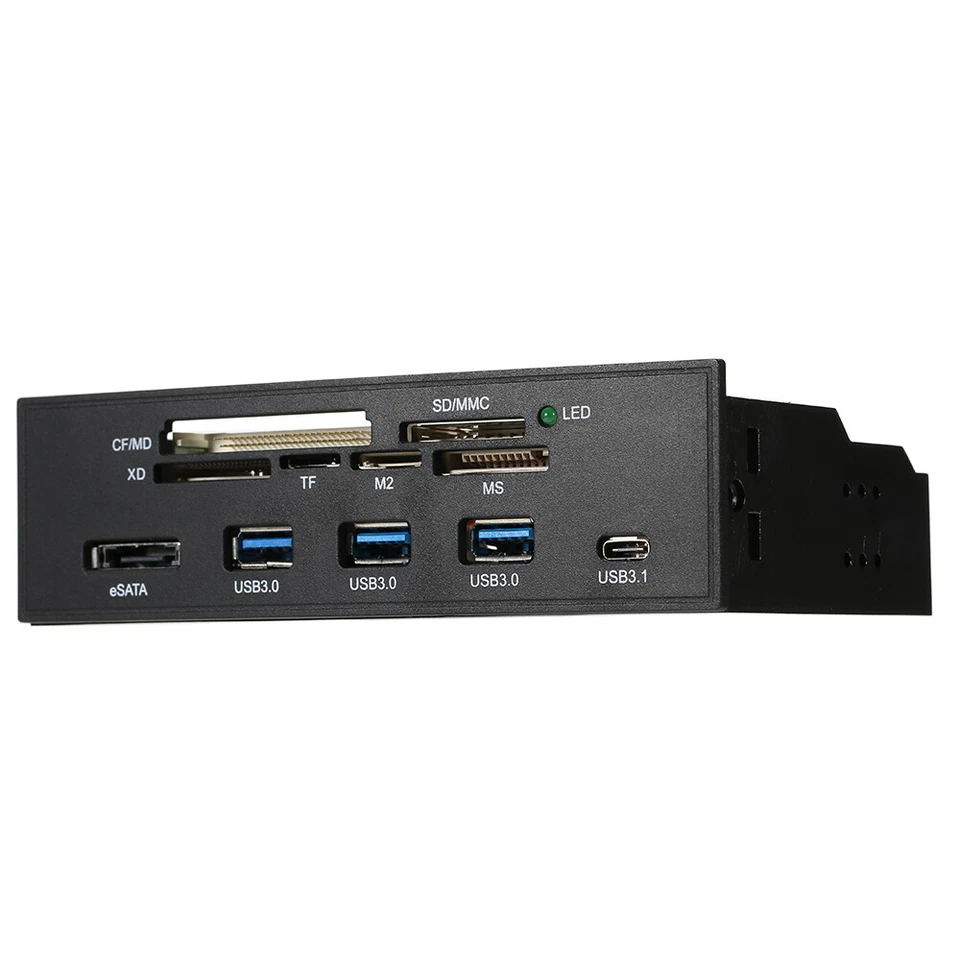 Pannello frontale multimediale cruscotto 5,25 pollici con lettore di schede USB 3.0 eSATA 3 porte - Immagine 3 di 4