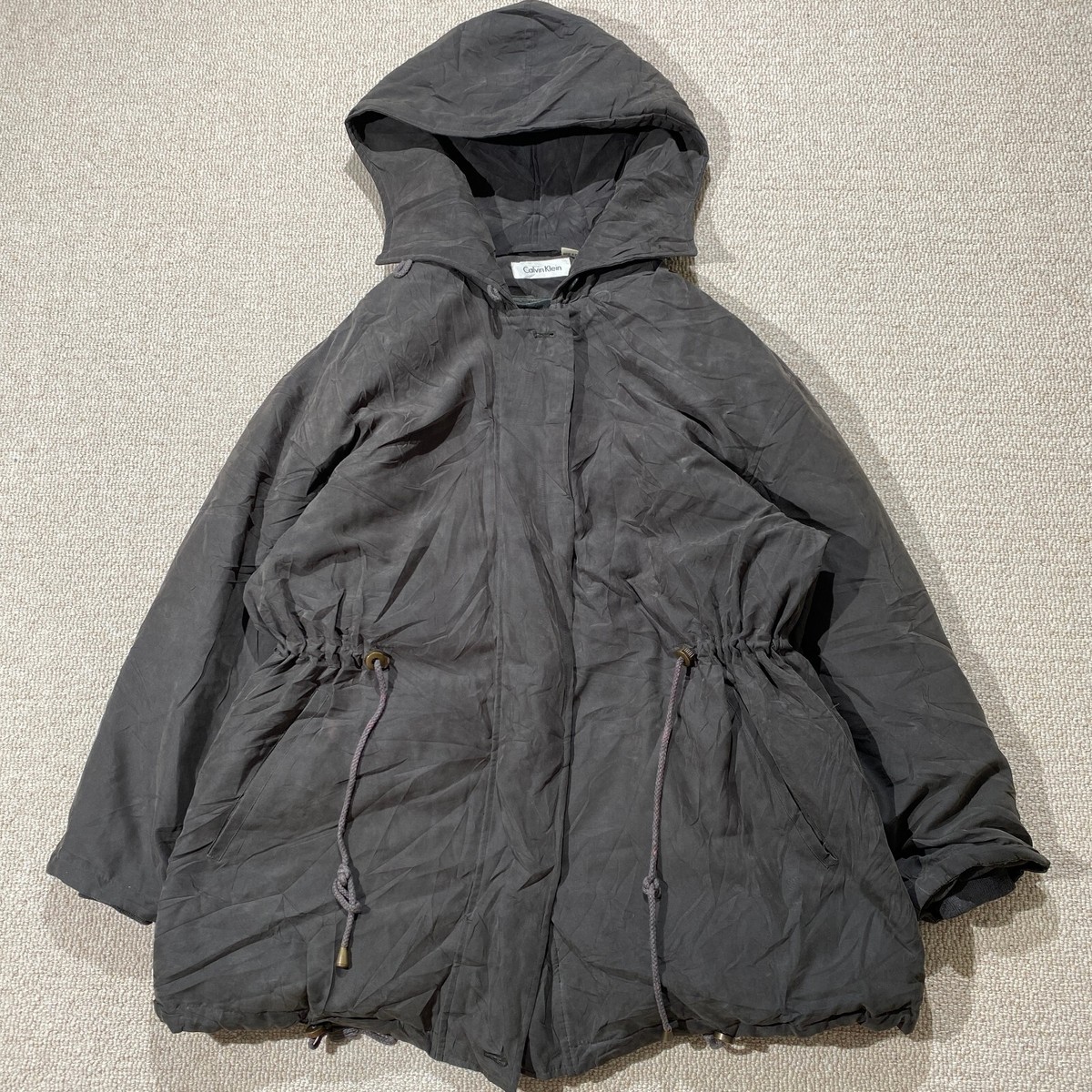 VINTAGE Calvin Klein Jacket Womens Large 14 Khaki Waxed Shell