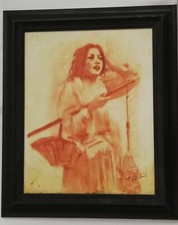 Dipinto Sanguigna su tela Ragazza napoletana (G74) Come da foto Con cornice 64 x