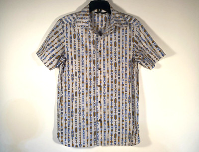The North Face Geometric Arrow Tribal Print Button Front SS Shirt Men Size S