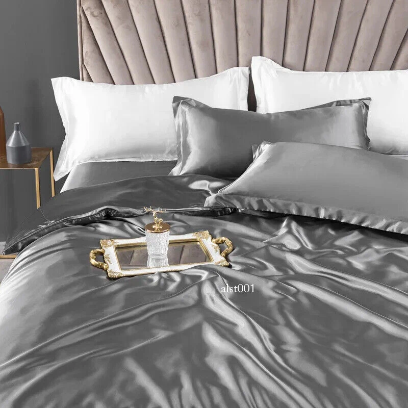Juego de cama de seda pura morera sábanas y fundas de almohada juegos de cama aptos para la piel Foto 2 de 4