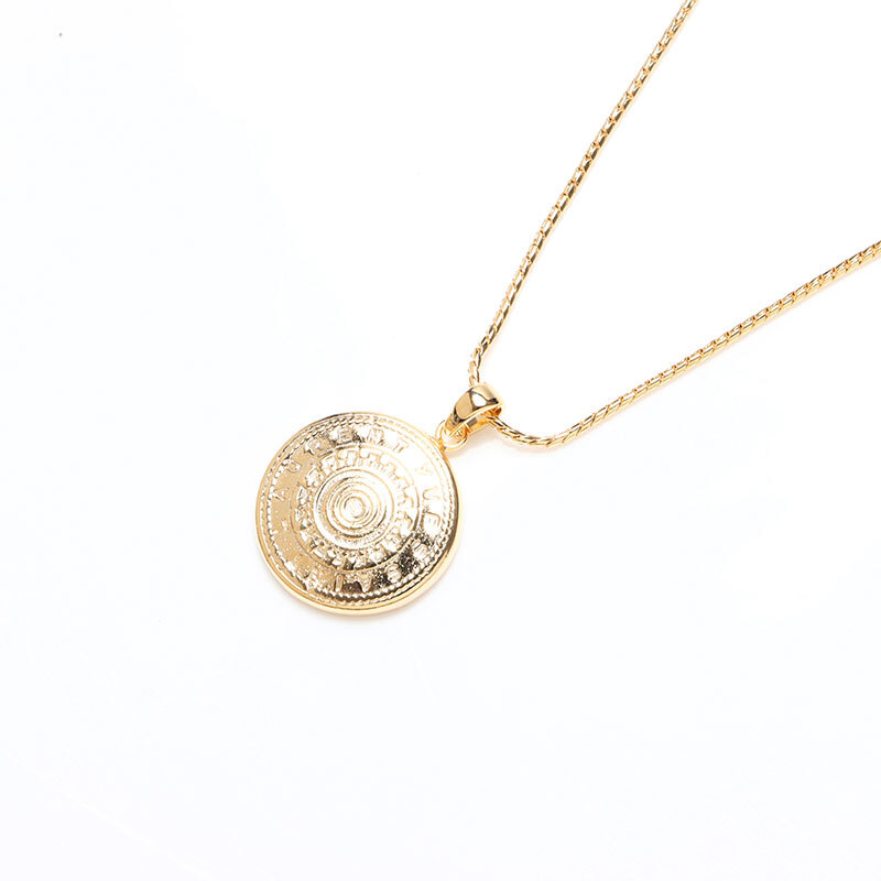 Collana moneta rotonda logo Yves Saint Laurent catena oro L40 cm superiore H17 mm × W17 mm