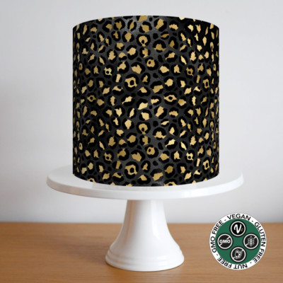 Leopard Gepard Tortenaufleger Bordüre Streifen Muster Wickeloptik Party Gold Schwarz