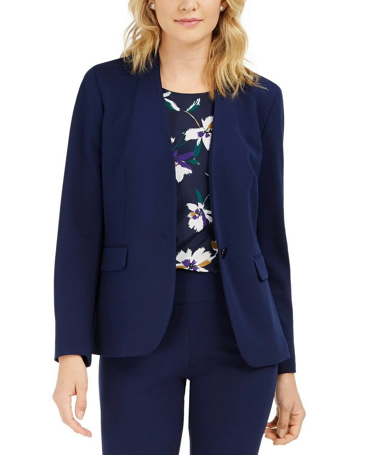 NWT NINE WEST BLUE CAREER JACKET BLAZER SIZE 16 $99