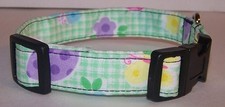 Wet Nose Designs Spring Gingham Dog Collar Easter Eggs Butterflies Pink Purple