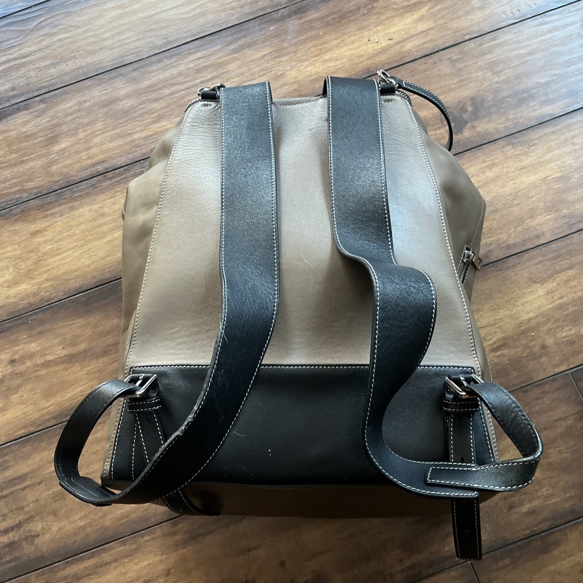 LOEWE Goya Rucksack Backpack Two Tone Brown Calf Leather