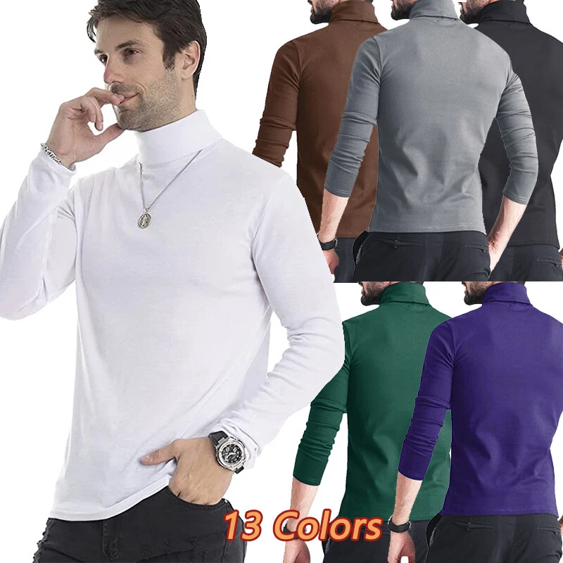 Anyfit Wear 2 Packs Long Sleeve Mock Turtleneck Underwear Top Stretch Slim  Fitted Layer Basic Tee Tops Black-Gray S