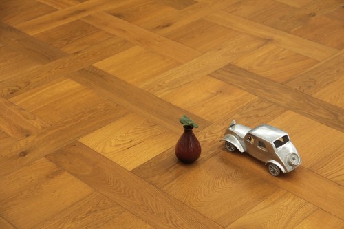 Smoked Natural Oak Basketweave Parquet Engineered Flooring Sample BW1503 - Picture 3 of 5