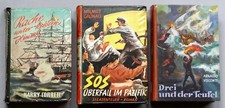 3x alte Seeabenteuer-Roman  Leihb&uuml;cher 50/60er Jahre gestempelt Konvolut # 2190