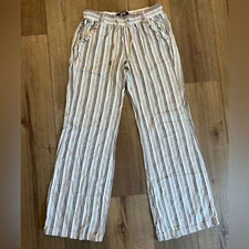 Rewash (Macy’s) brand striped linen blend boho wide leg pants size XS EUC