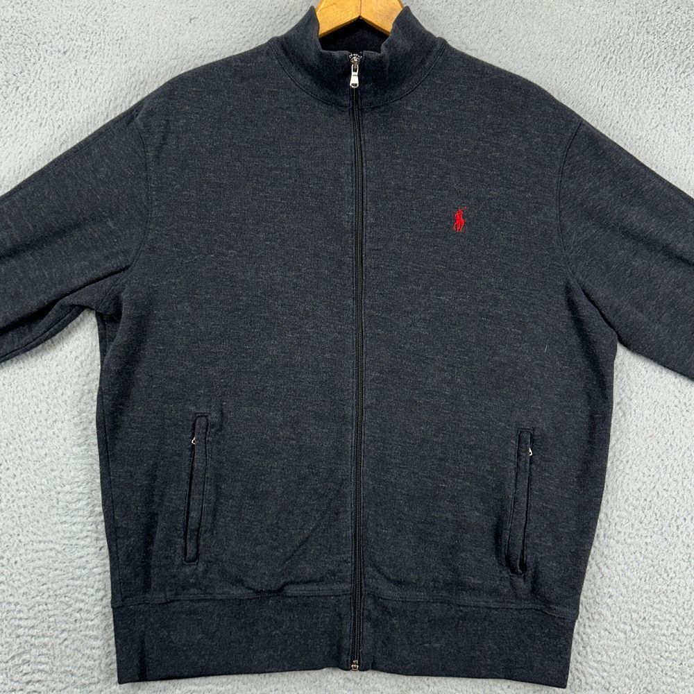 Polo Ralph Lauren giacca full zip uomo grande grigia performance manica lunga pony