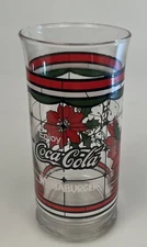Vintage WHATABURGER Enjoy Coca Cola Christmas Poinsettia Holiday 6" Glass