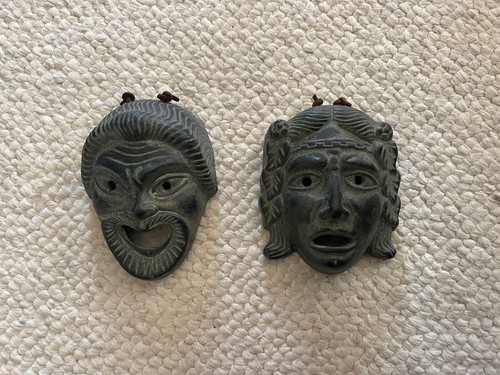 Set of Vintage Greek Tragedy Drama Masks - 第 1/7 張圖片