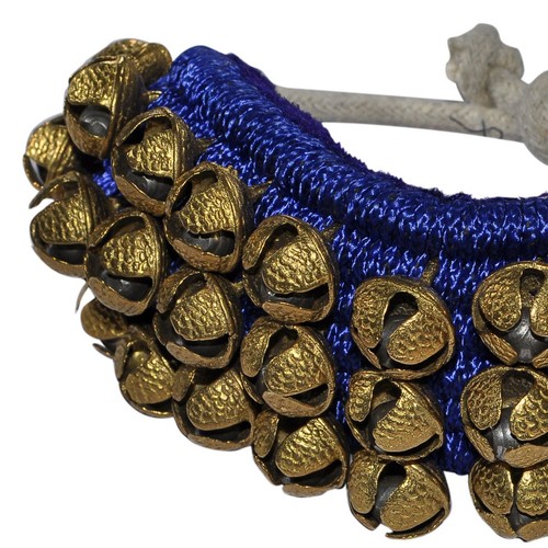 Blue Pads Ghungroo Pair 3 Lines Of Brass Bells Mounted On Good Quality Ghangru - Picture 3 of 4