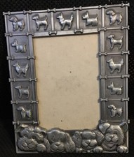 Silver Tone Dog Photo Frame - Holds 3 1/2  x 5  Photo