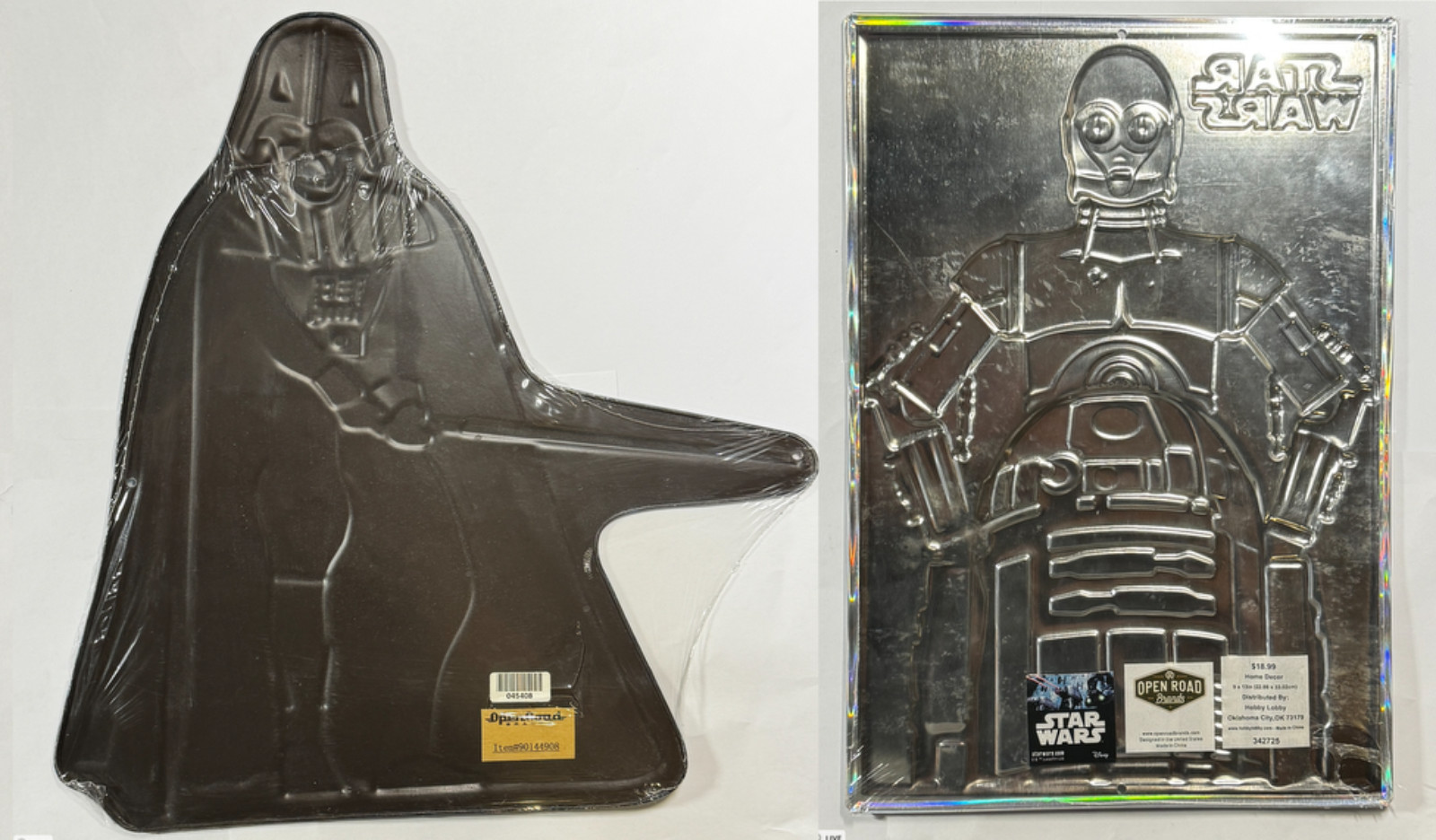 STAR WARS Open Road Darth Vader + R2-D2 C-3PO Embossed 13"H Tin Signs / Wall Art