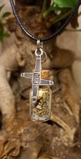 Imbolc Spell Bottle and Brigids cross Necklace. Witchcraft, Wiccan, Pagan 