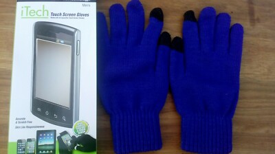 Herren Touchscreen Handschuhe MITTELBLAU. zur Verwendung mit Handys, iPad, Tablet etc