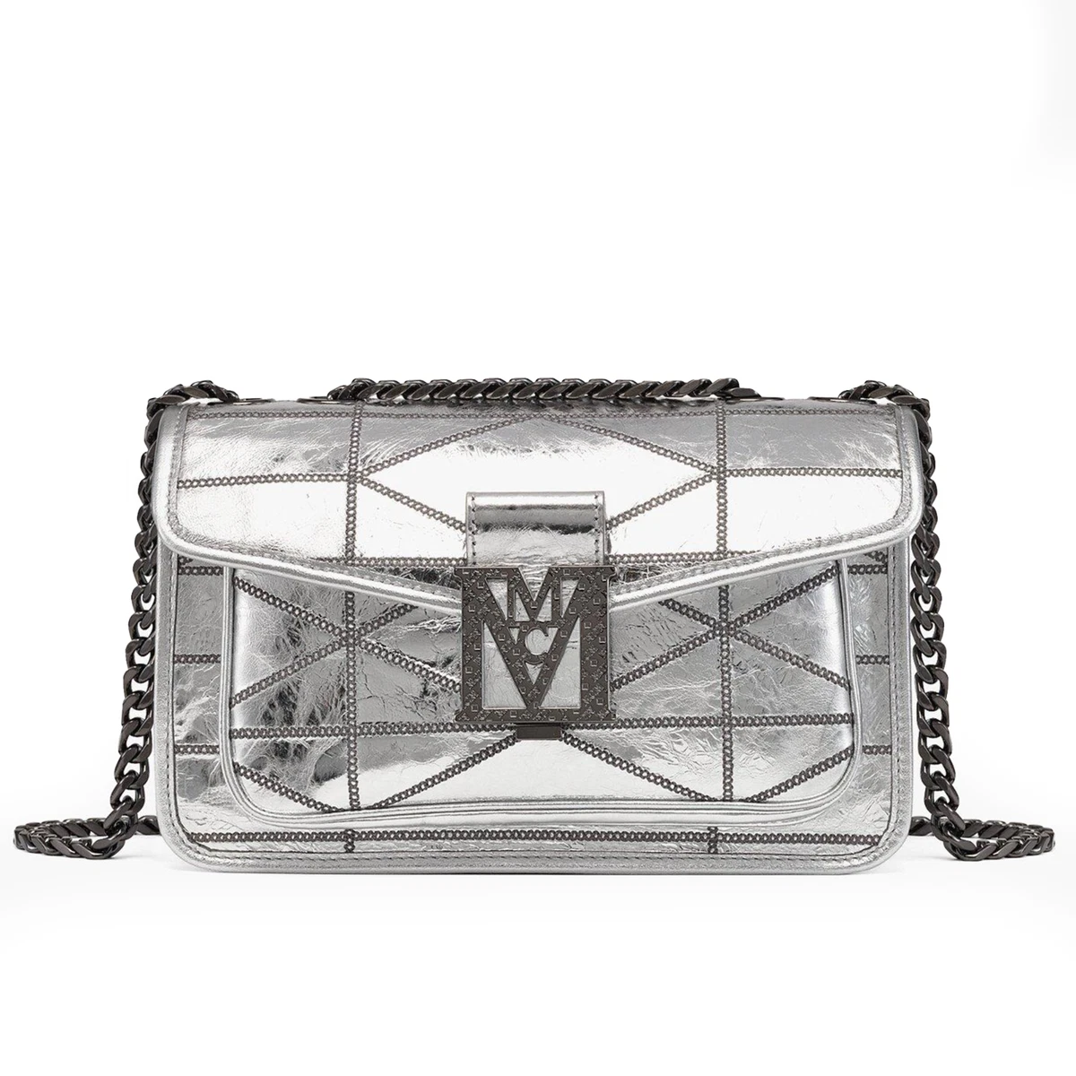 MCM Travia Quilted Shoulder Bag in Silver Crash Calf Leather | eBay