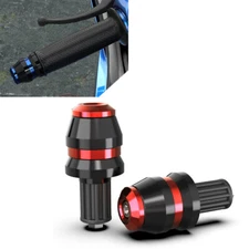 US 2x Universal 22mm 7/8" Motor Handlebar Grips Bar End Slider Cap Plugs CNC Red