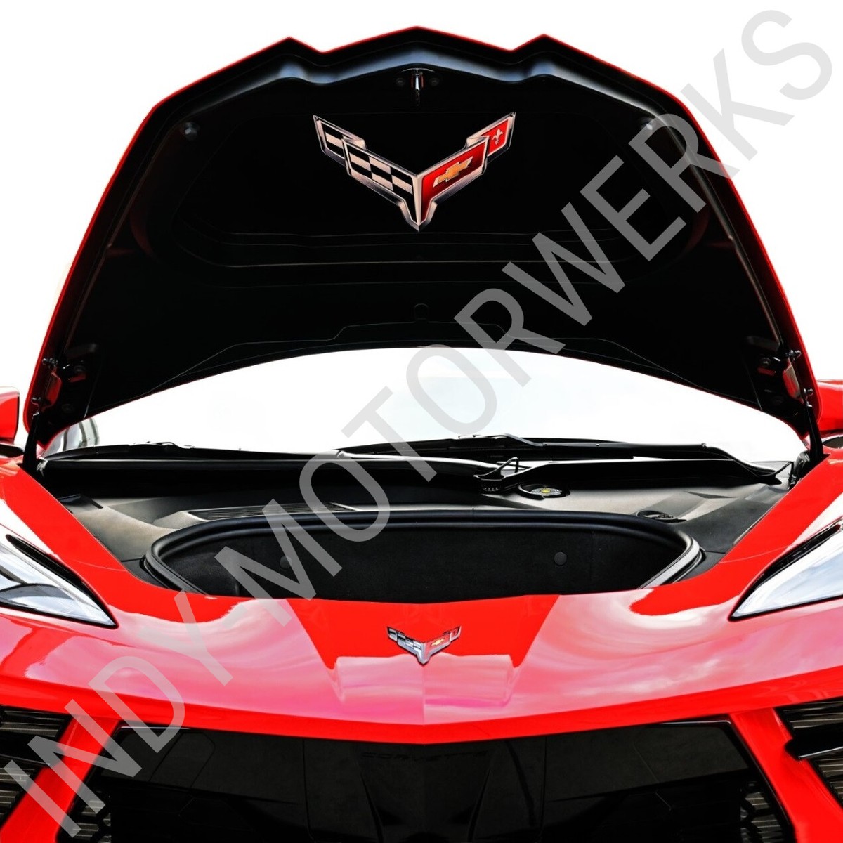 C8 CORVETTE TRUNK CROSSED FLAG METAL UNDER LID FRUNK EMBLEM FITS