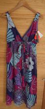 FLORAL V NECK & BACK SLEEVELESS MIDI DRESS SIZE UK 8 EU 34         D1
