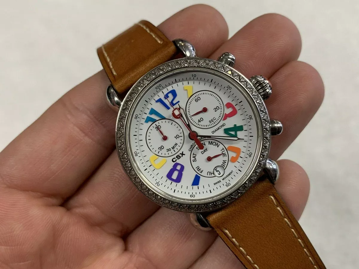 Michele CSX Diamond Carousel Color 36mm Wrap Chronograph Watch MW03M01A1933
