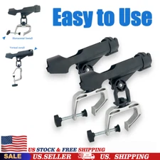 2 Pcs Fishing Boat Rod Pole Holder with 360 Degree Adjustable Large C-Clamp USA