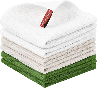 Nialnant 100% Cotton Waffle Weave Cleaning Cloths   Super Absorbent Dish Towels