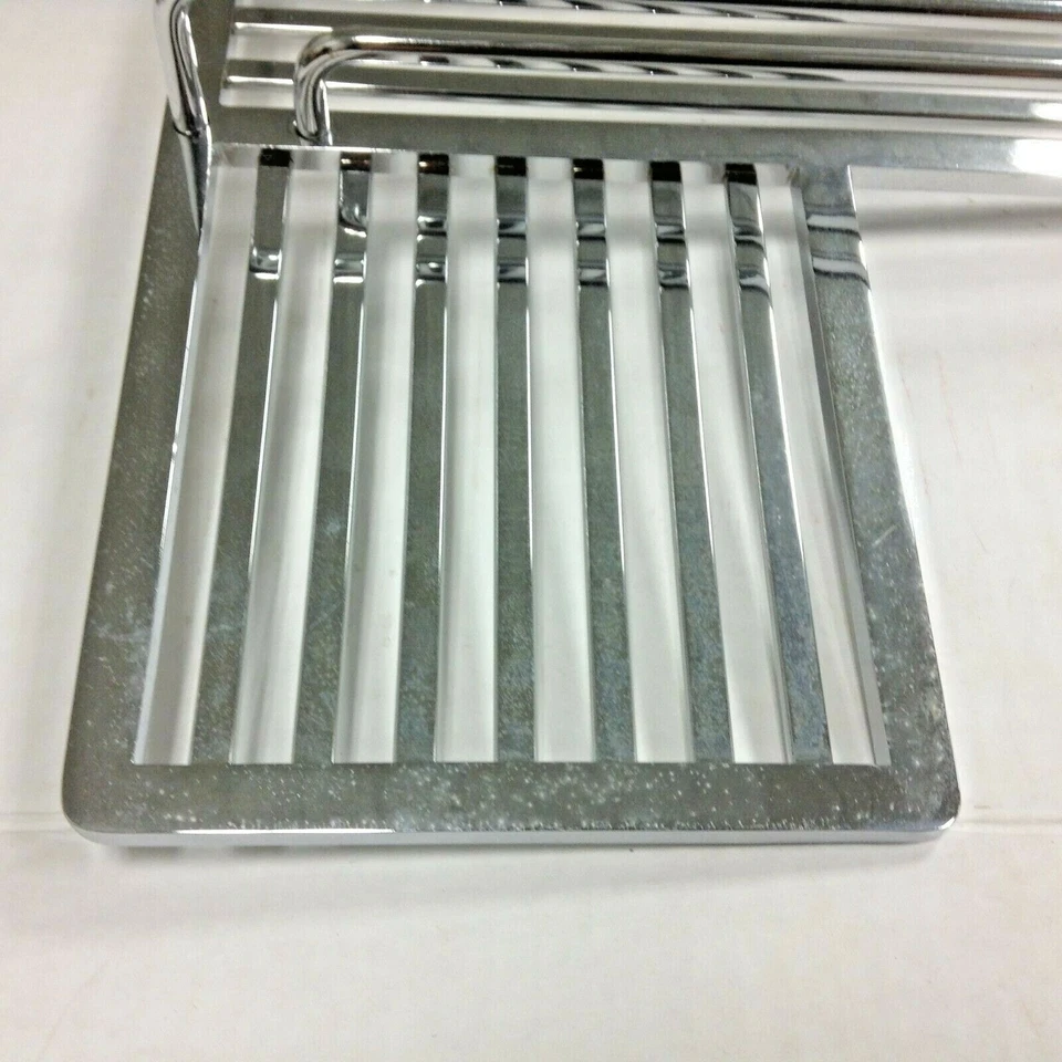 Puerta delantera contemporánea cromada mayordomo en forma de L estante repisa cesta  Foto 4 de 4