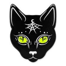 PinMart's Black Cat w/ Moon and Spider Web Halloween Enamel Lapel Pin