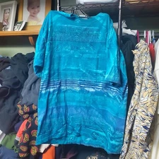 Vintage 80s Ocean Blue Double Sided AOP Graphic Single Stitch Shirt Mens Large