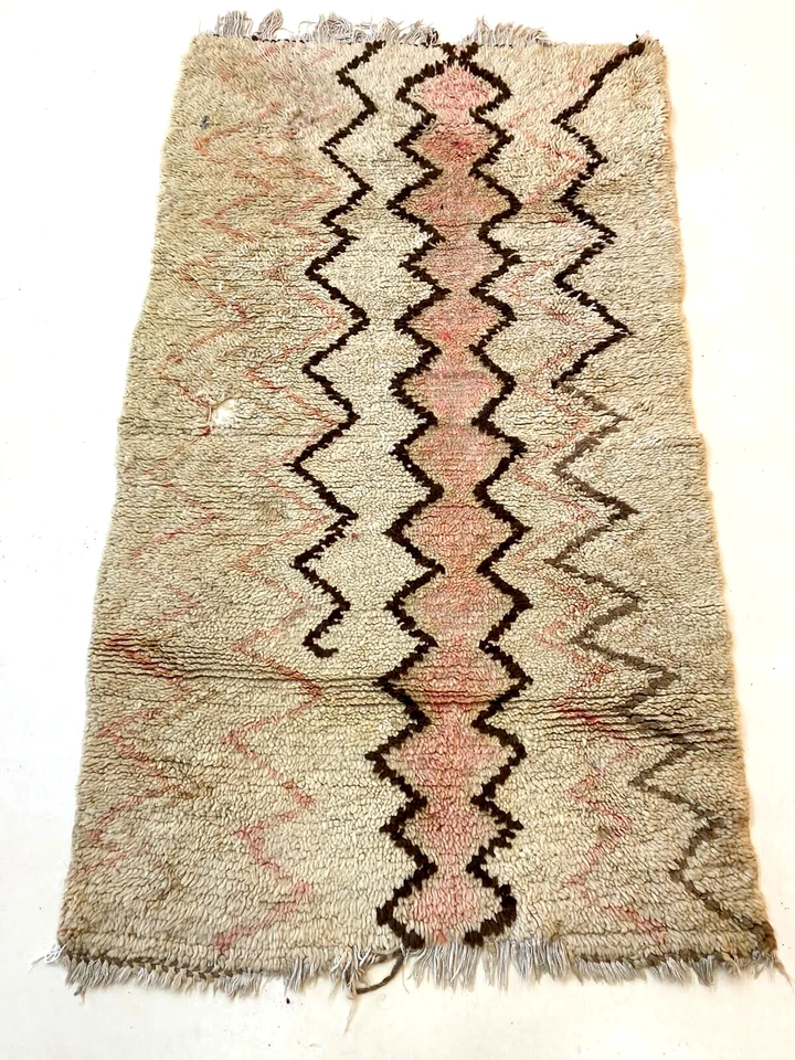 Alfombra de lana suave escalera alfombra de corredor marroquí área de corredor tradicional 3,5x6 pies Foto 2 de 4