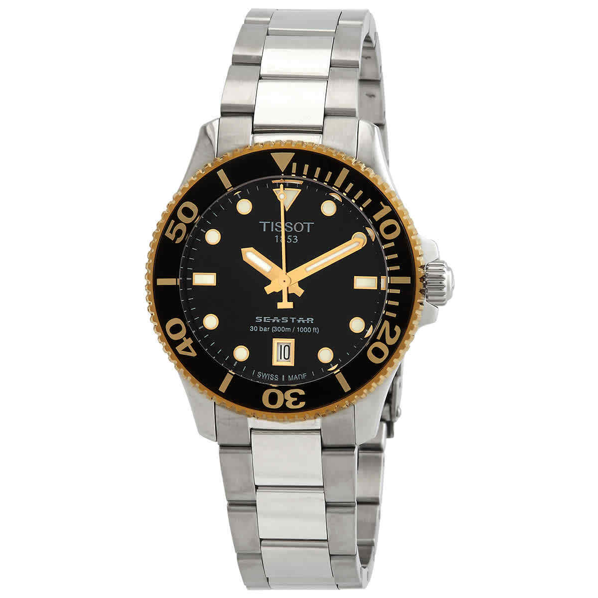 Часы унисекс Tissot Seastar 1000 Quartz с черным циферблатом T1202102105100