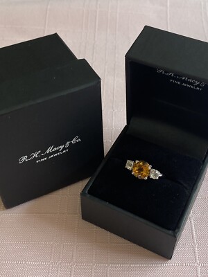 Sterling Silver Citrine White Topaz Statement Ring Fine Macy's $330